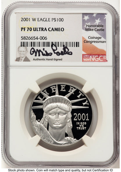 2001-W Proof Platinum Eagle 1 oz Mike Castle NGC PF70