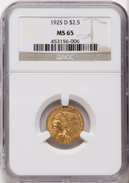 1925-D $2.50 Indian Quarter Eagle NGC MS65