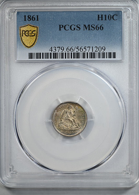1861 Liberty Seated Half Dime H10C PCGS MS66