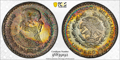 1966-Mo Mexico Peso PCGS MS66 KM-459 - DUAL SIDED TONED!