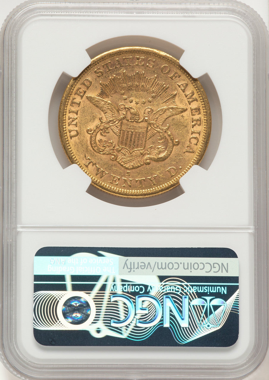1863-S $20 Liberty Double Eagle NGC AU55