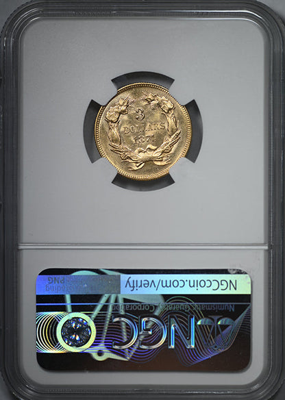 1874 Indian Princess Gold Three Dollar Piece $3 NGC MS62