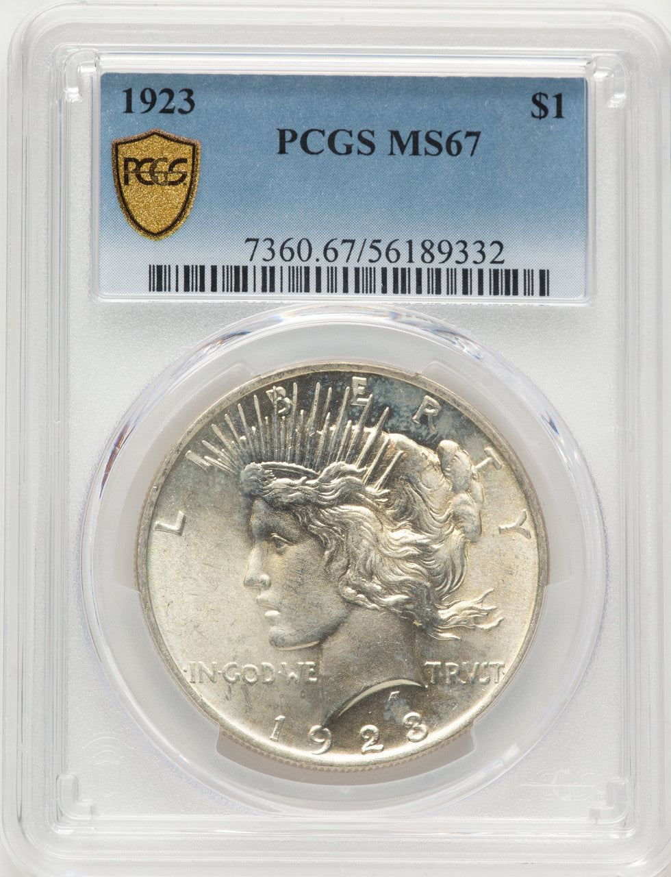 1923 Peace Dollar PCGS MS67