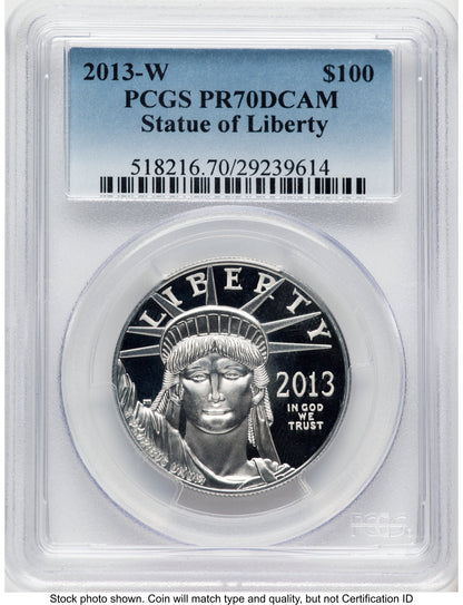 2013-W Proof Platinum Eagle 1 oz Blue Gradient PCGS PR70