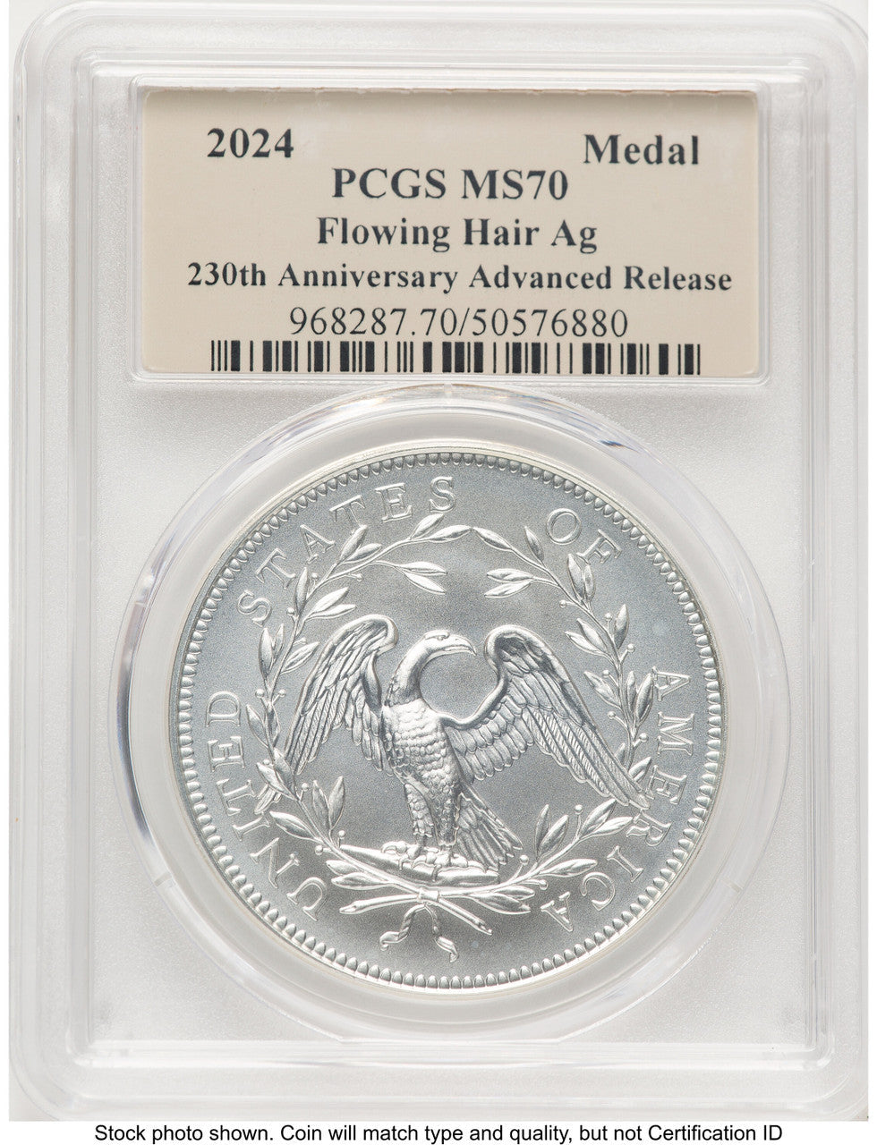 2024-(P) Silver 230th Anniversary Flowing Hair Medal AR Thomas Cleveland PCGS MS70