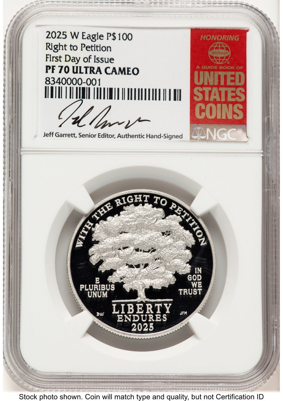 2025-W Proof Platinum Eagle 1 oz FDI Jeff Garrett Red Book NGC PF70