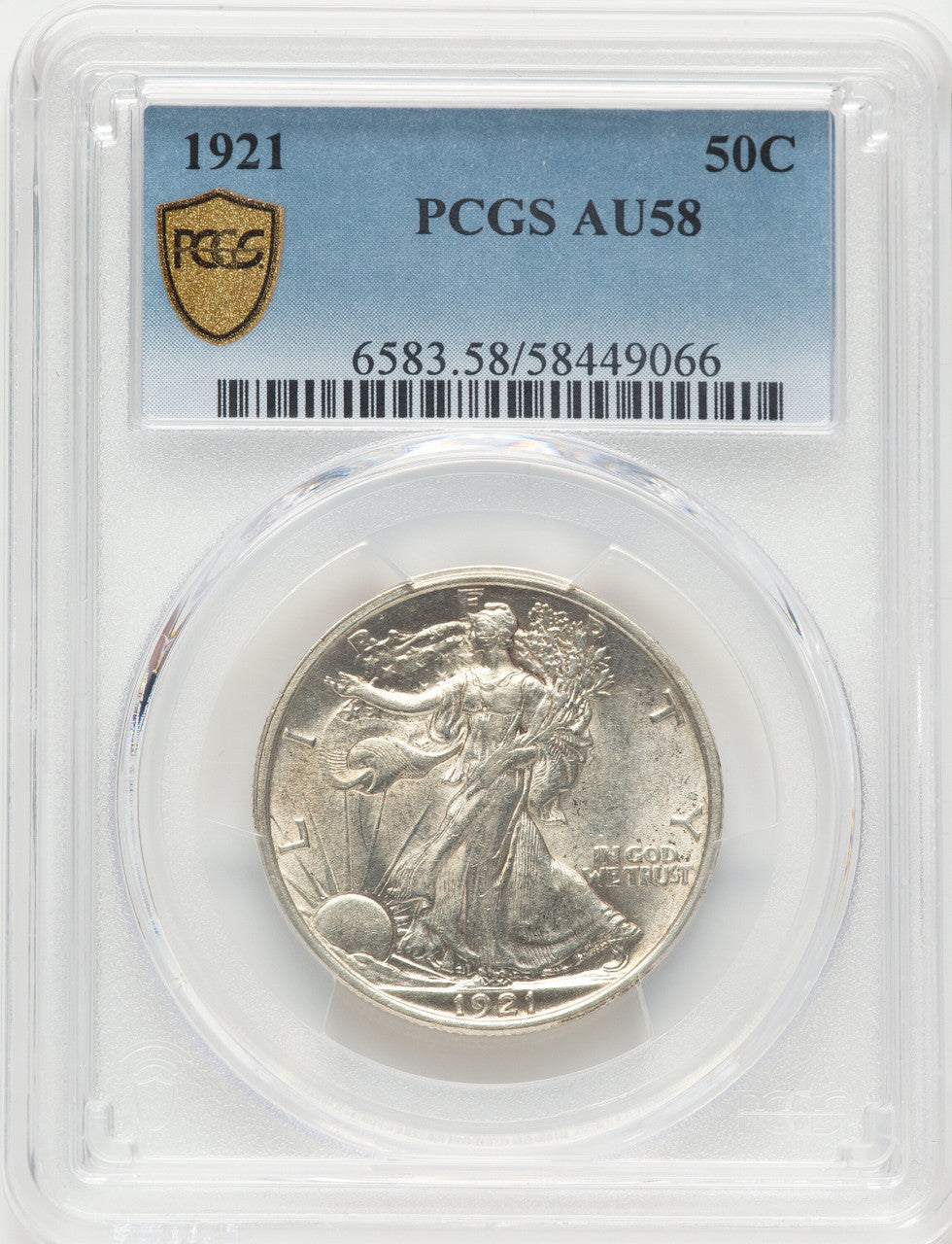 1921 50C Walking Liberty Half Dollar PCGS AU58