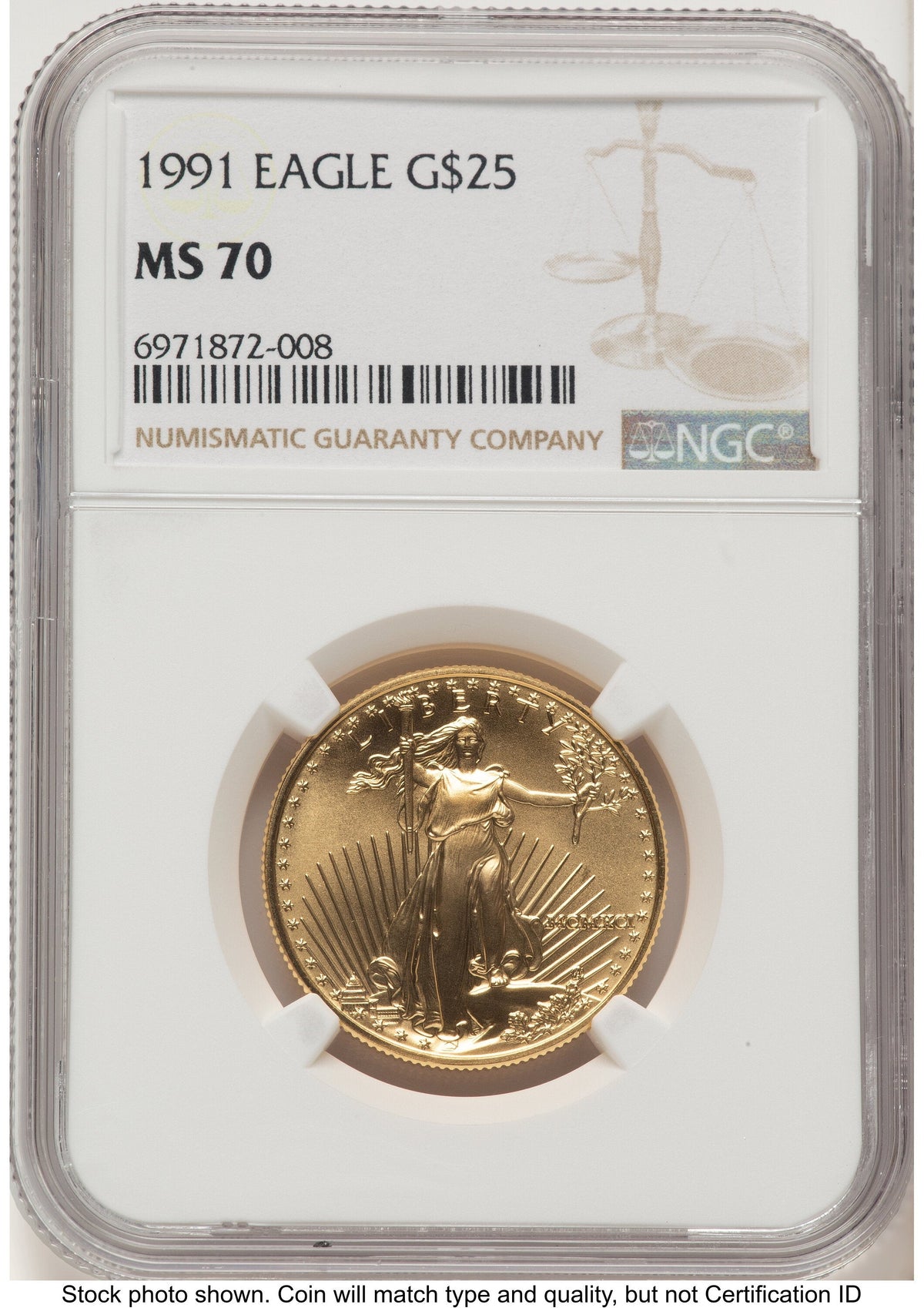 1991 Gold Eagle 1/2 oz Brown Label NGC MS70