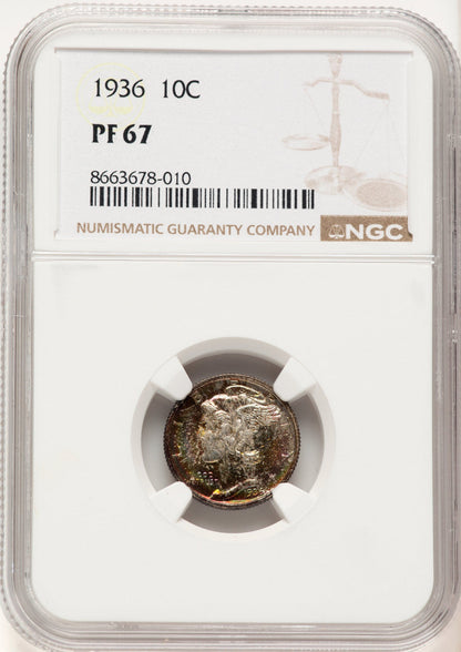 1936 10C Proof Mercury Dime NGC PR67