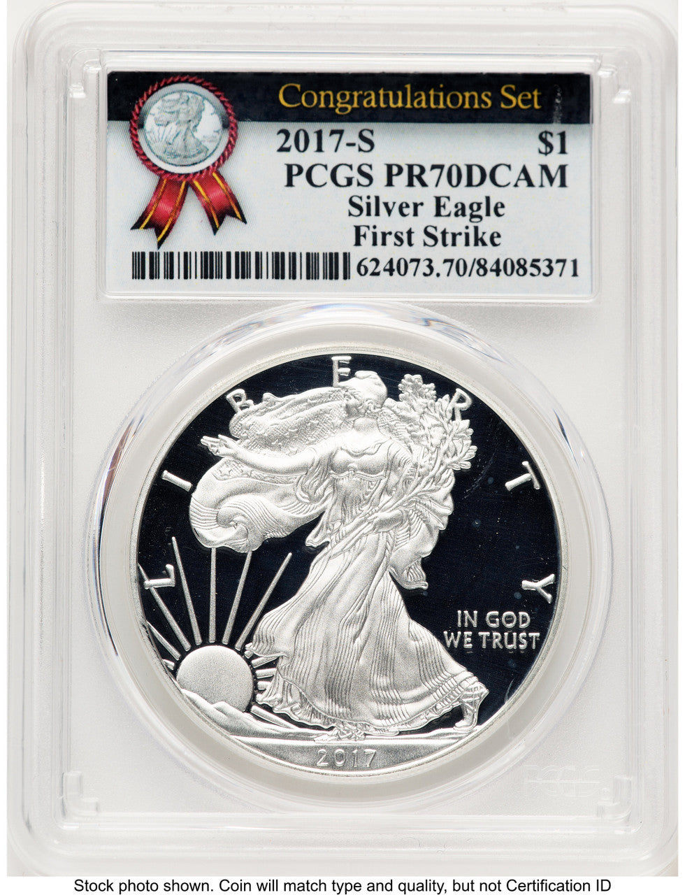 2017-S Proof Silver Eagle Congratulations Set 1 oz FS Congratulations Set Label PCGS PR70