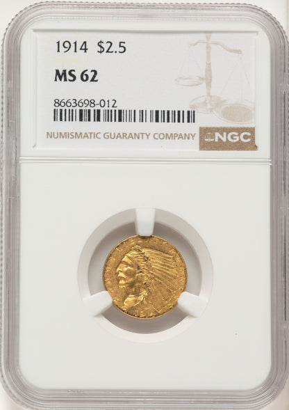 1914 $2.50 Indian Quarter Eagle NGC MS62