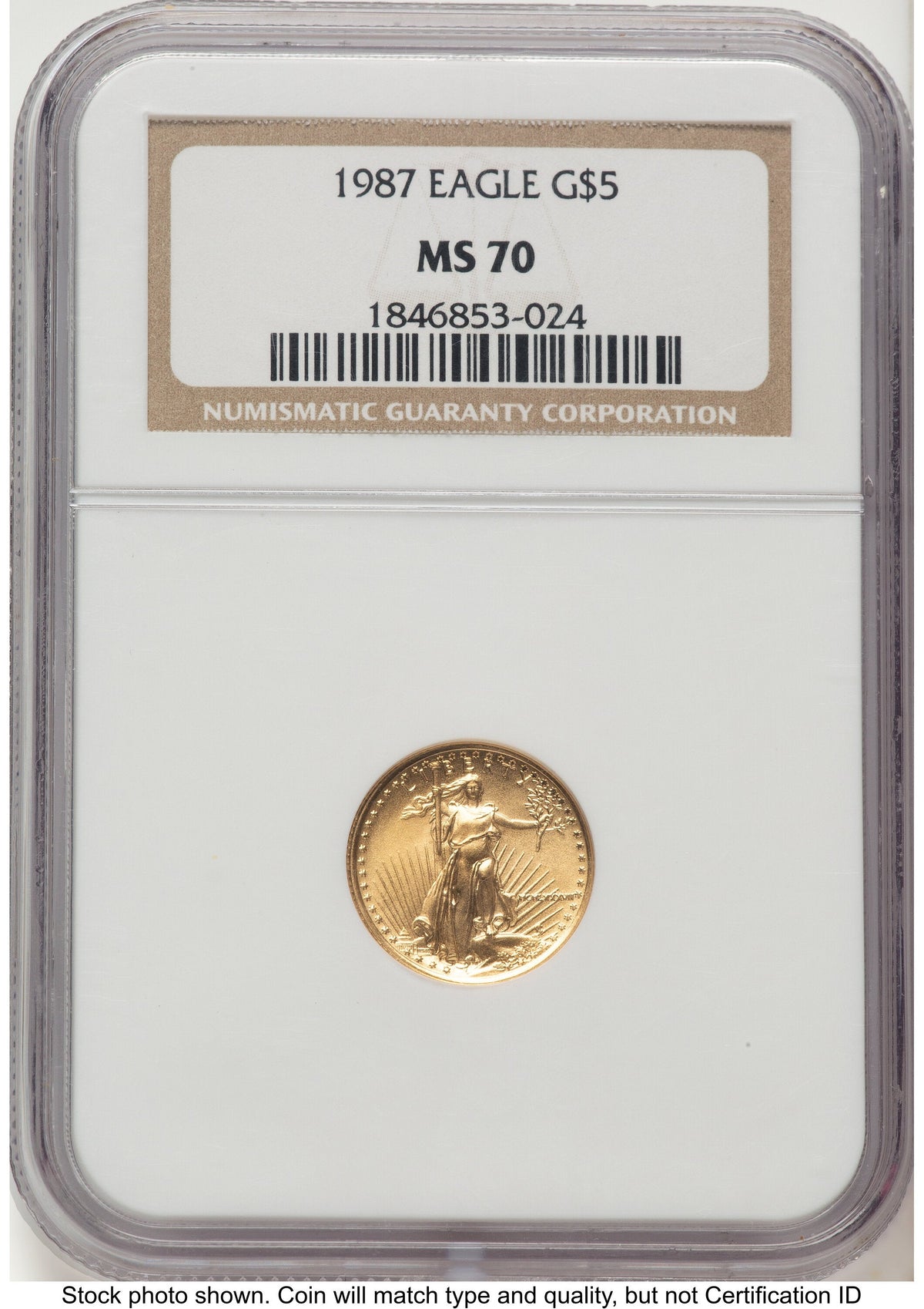 1987 Gold Eagle 1/10 oz Brown Label NGC MS70
