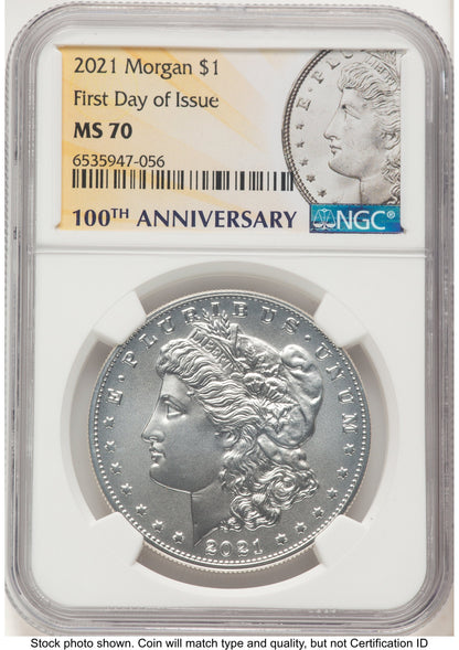 2021 6 Coin Morgan & Peace Dollar Set FDI Morgan/Peace Label NGC MS70