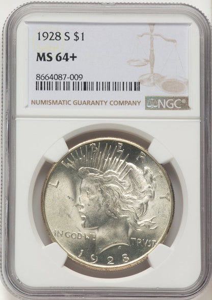 1928-S Peace Dollar NGC MS64+
