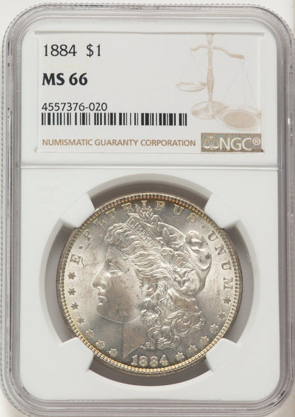 1884 Brown Label Morgan Dollar NGC MS66