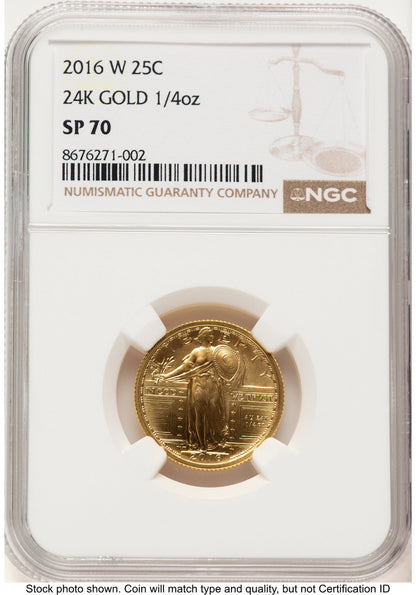 2016-W 25C Standing Liberty 100th Anniversary Gold Centennial Brown Label NGC MS70