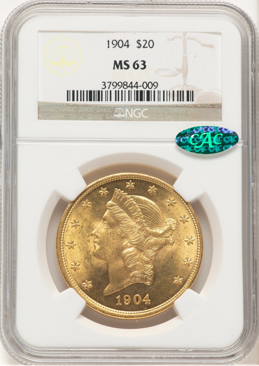 1904 $20 Liberty CAC Liberty Double Eagle NGC MS63
