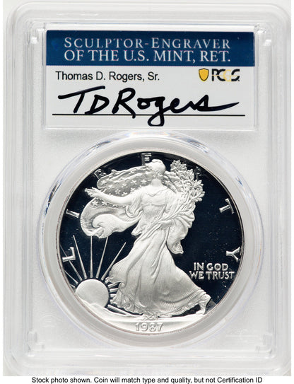 1987-S Proof Silver Eagle 1 oz TD Rogers PCGS PR70