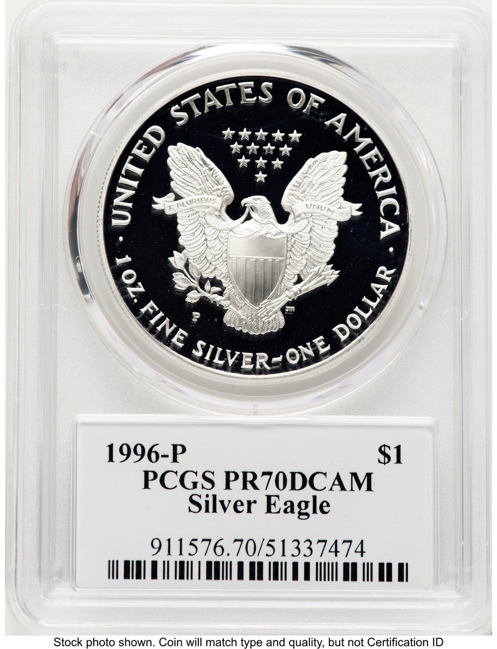 1996-P Proof Silver Eagle 1 oz TD Rogers PCGS PR70