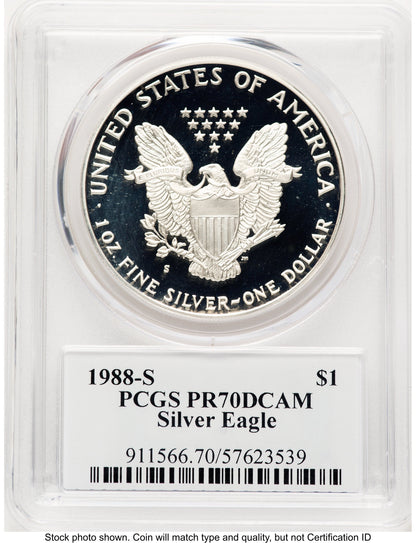 1988-S Proof Silver Eagle 1 oz TD Rogers PCGS PR70
