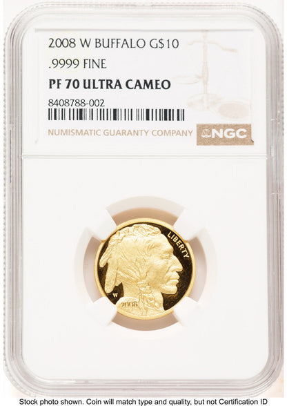 2008-W Proof Gold Buffalo 1/4 oz Brown Label NGC PF70