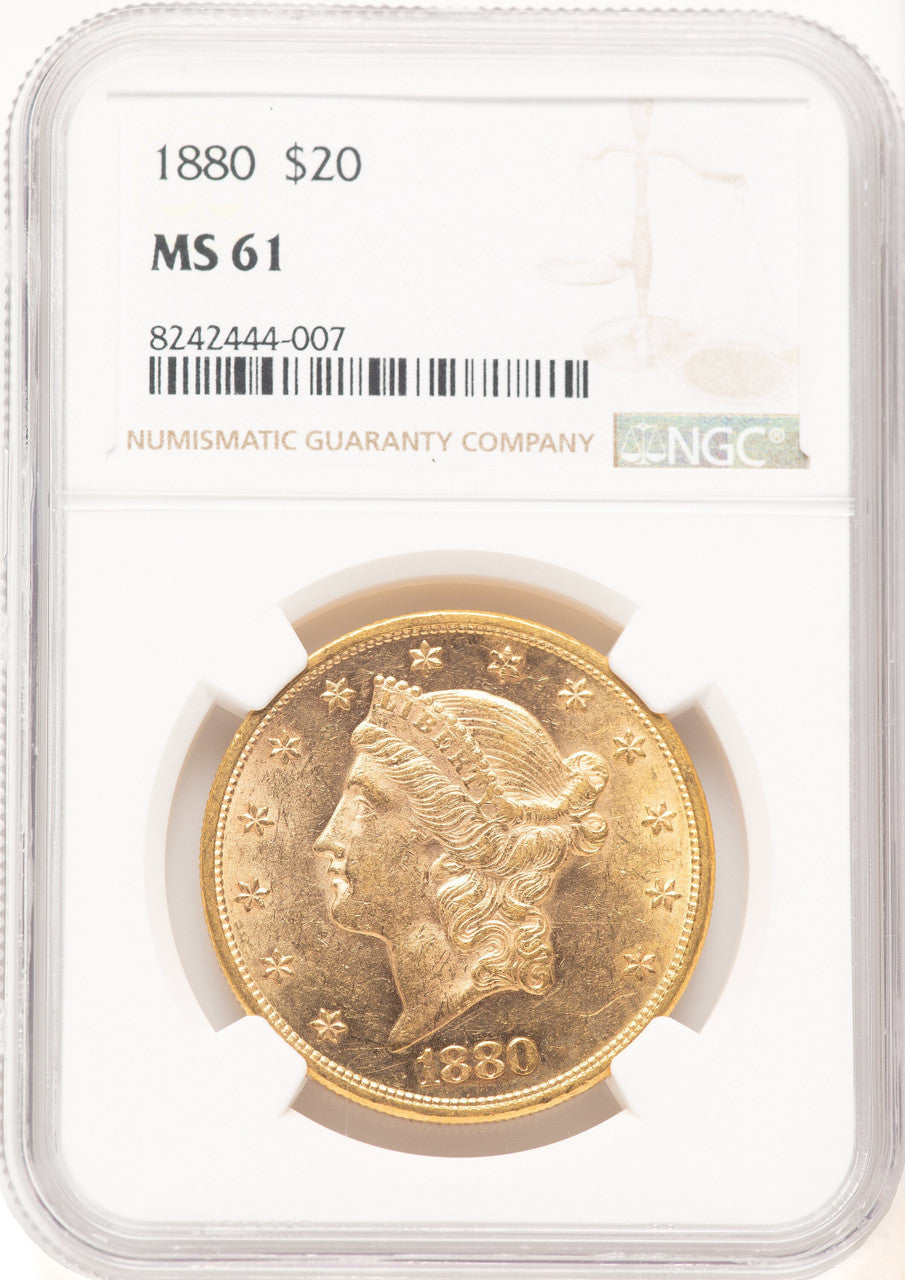 1880 $20 Liberty Double Eagle NGC MS61 (781342011)
