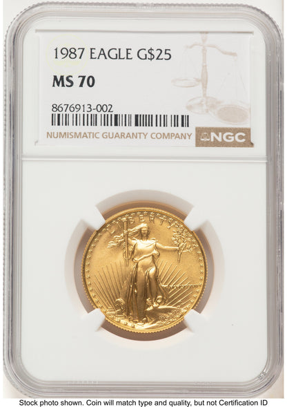 1987 Gold Eagle 1/2 oz Brown Label NGC MS70