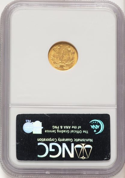 1856 G$1 Slanted 5 Gold Dollar NGC MS62
