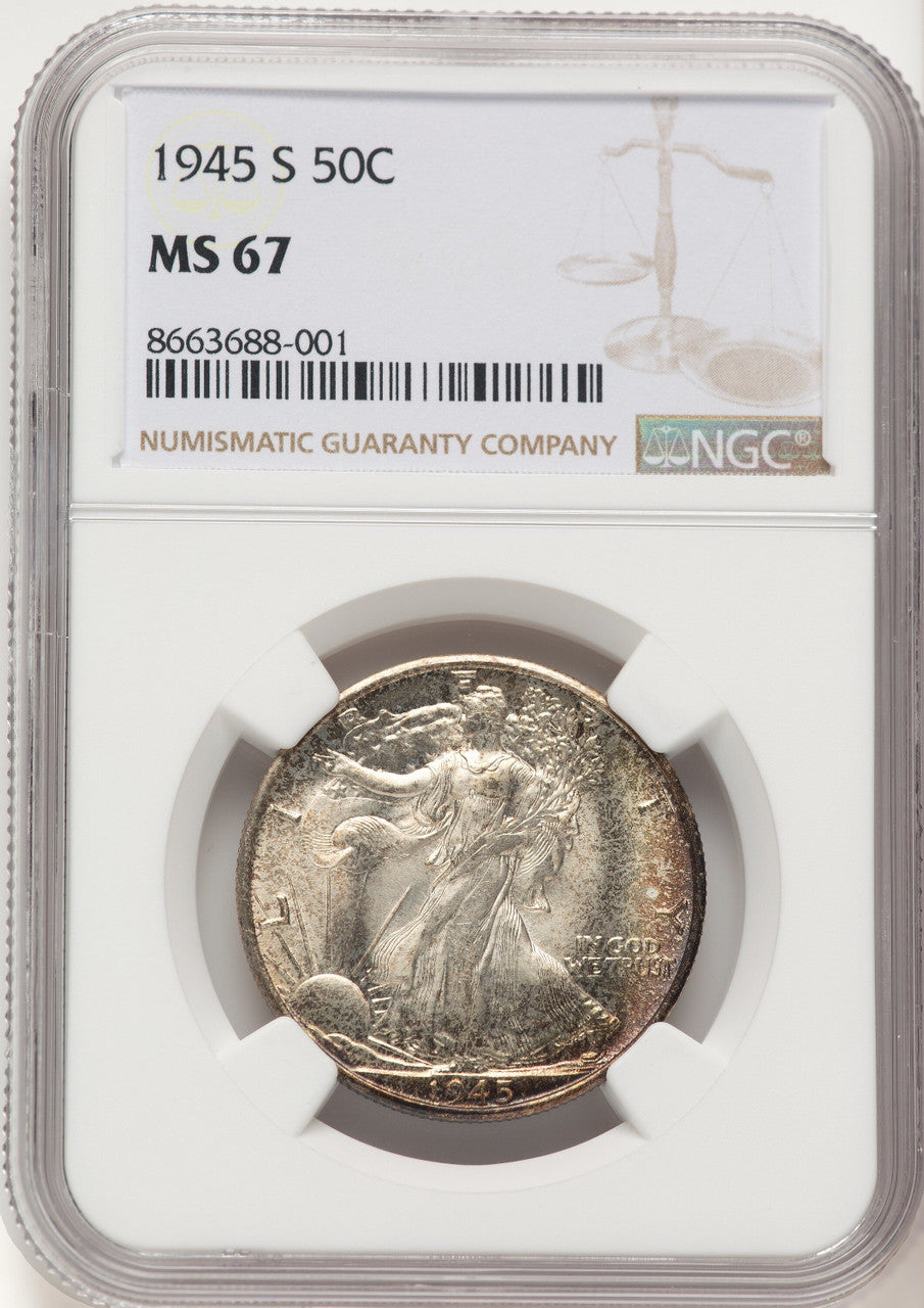 1945-S 50C Walking Liberty Half Dollar NGC MS67
