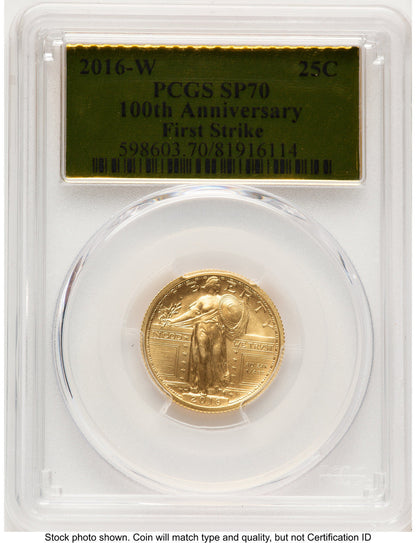 2016-W 25C Standing Liberty 100th Anniversary Gold Centennial FS Gold Foil PCGS MS70