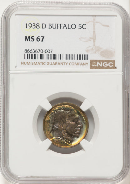 1938-D 5C Buffalo Buffalo Nickel NGC MS67