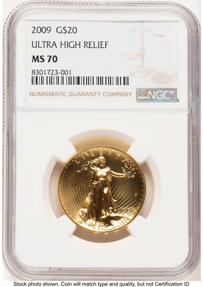 2009 G$20 Ultra High Relief Brown Label NGC MS70 (783264003)