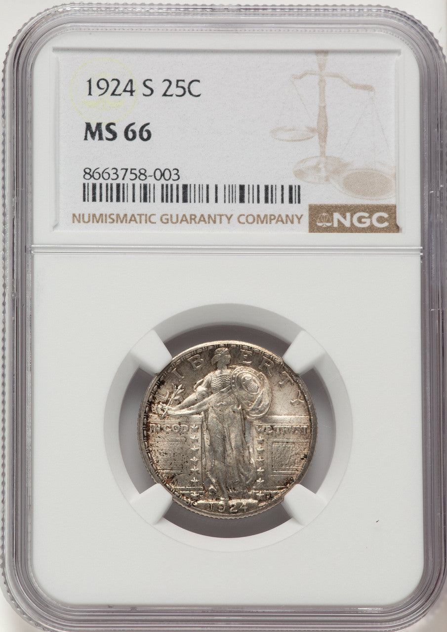 1924-S 25C Standing Liberty Quarter NGC MS66