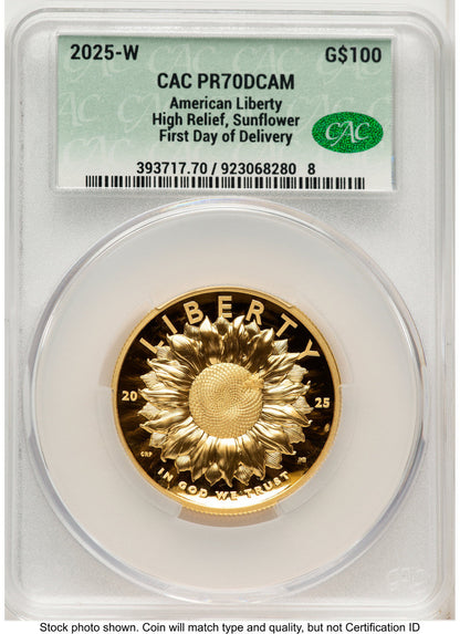 2025-W G$100 American Liberty High Relief First Day Of Delivery CACG PR70
