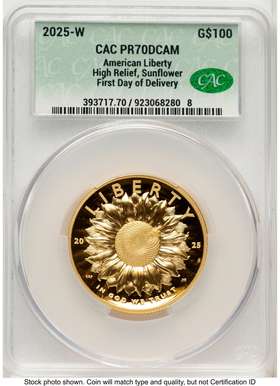 2025-W G$100 American Liberty High Relief First Day Of Delivery CACG PR70