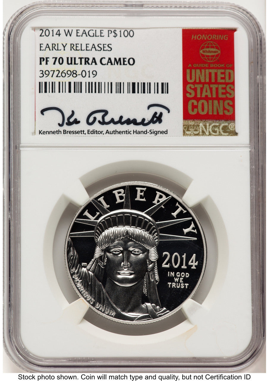 2014-W Proof Platinum Eagle 1 oz ER Kenneth Bressett Red Book NGC PF70