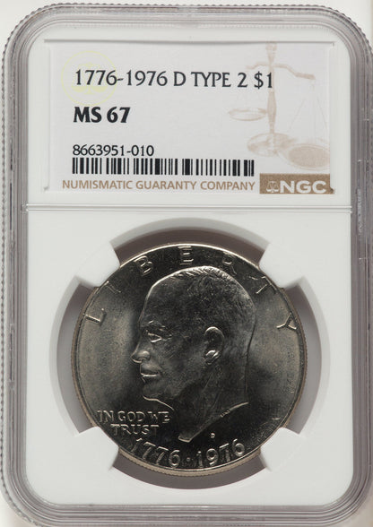 1976-D $1 Type Two Eisenhower Dollar NGC MS67