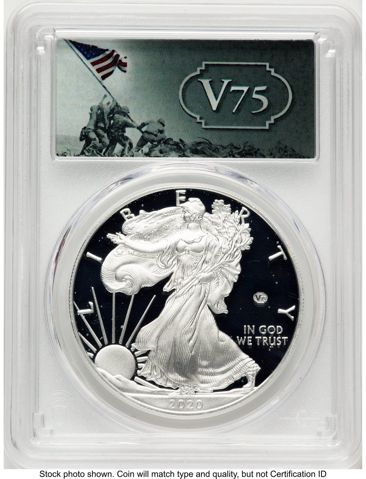 2020-W Proof Silver Eagle V75 Privy 1 oz FS V75 Label PCGS PR70