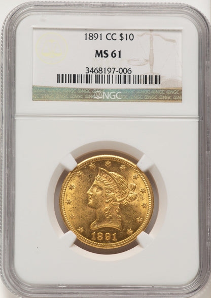 1891-CC $10 Liberty Eagle NGC MS61