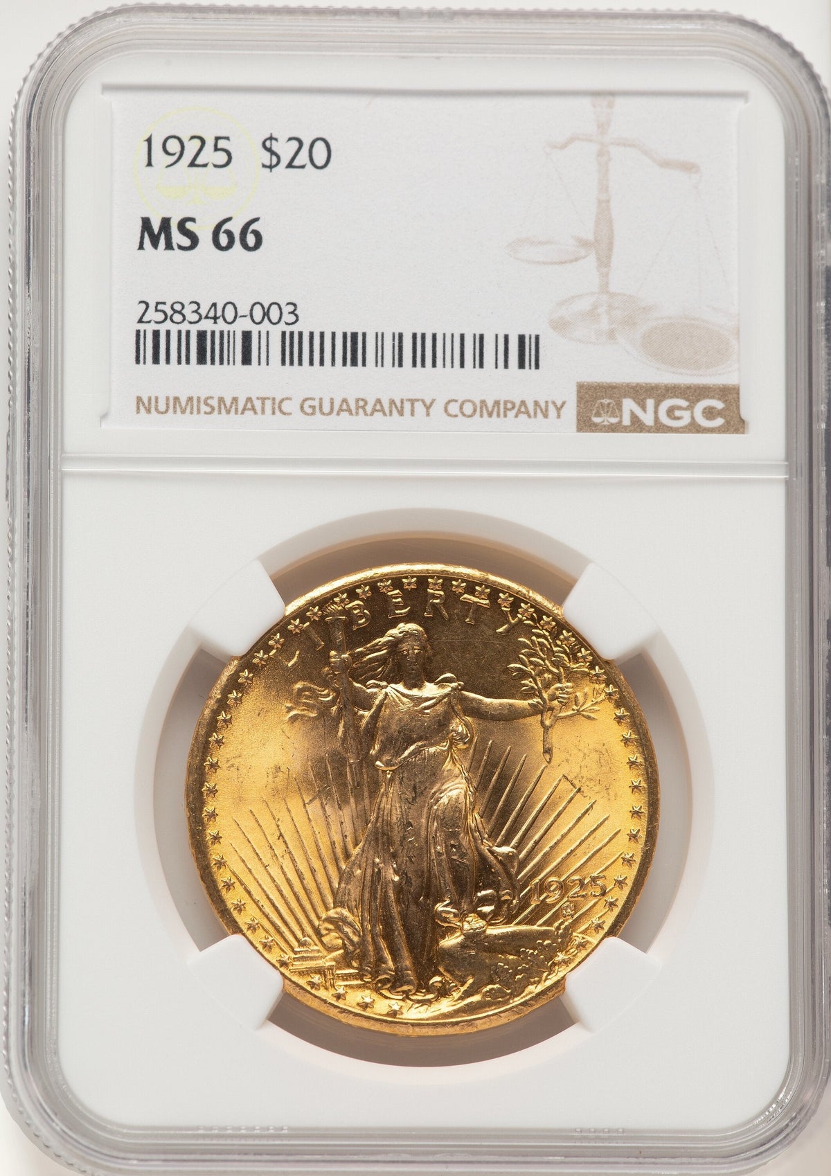 1925 $20 Saint-Gaudens Double Eagle NGC MS66