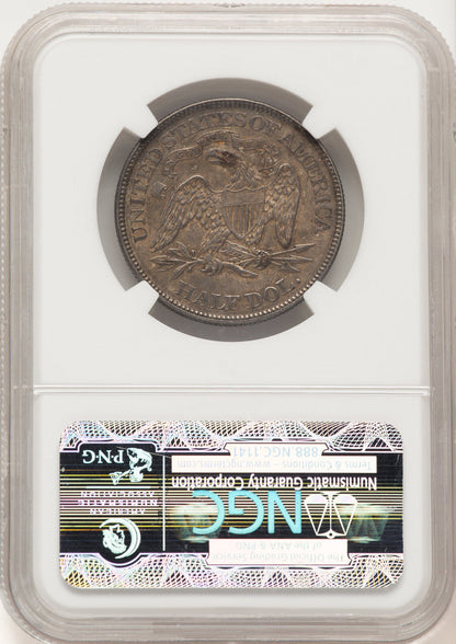 1873 50C Arrows CAC Seated Half Dollar NGC AU58