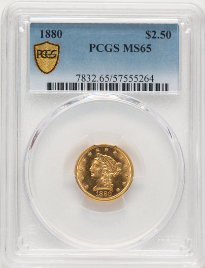 1880 $2.50 Liberty Quarter Eagle PCGS MS65