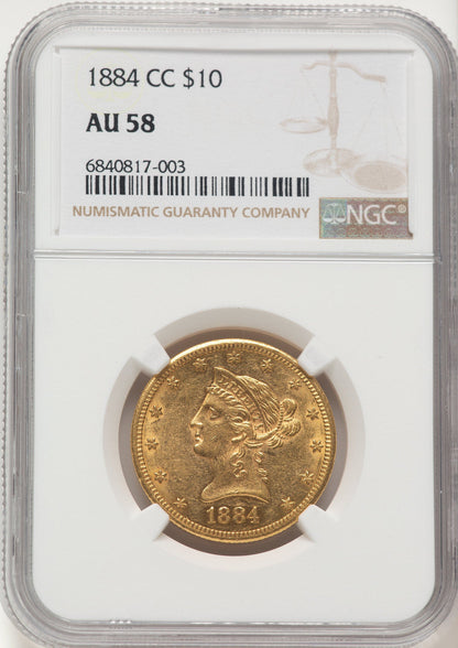 1884-CC $10 Liberty Eagle NGC AU58