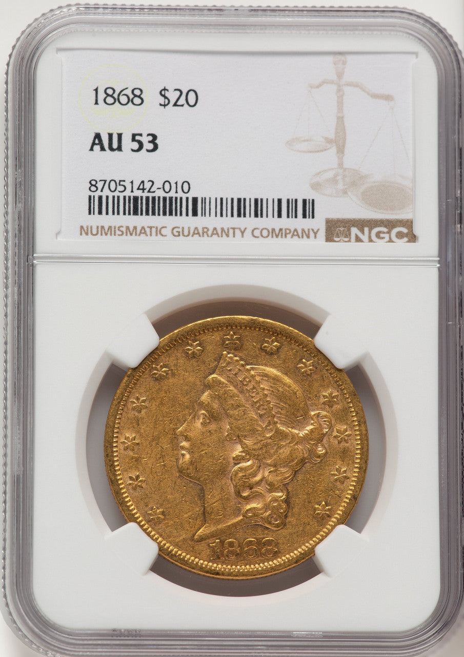 1868 $20 Liberty Double Eagle NGC AU53