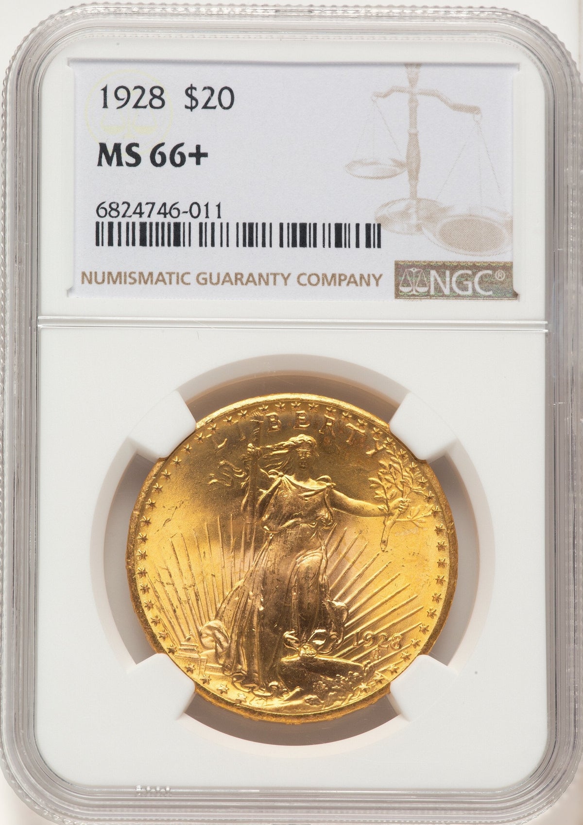 1928 $20 Saint-Gaudens Double Eagle NGC MS66+