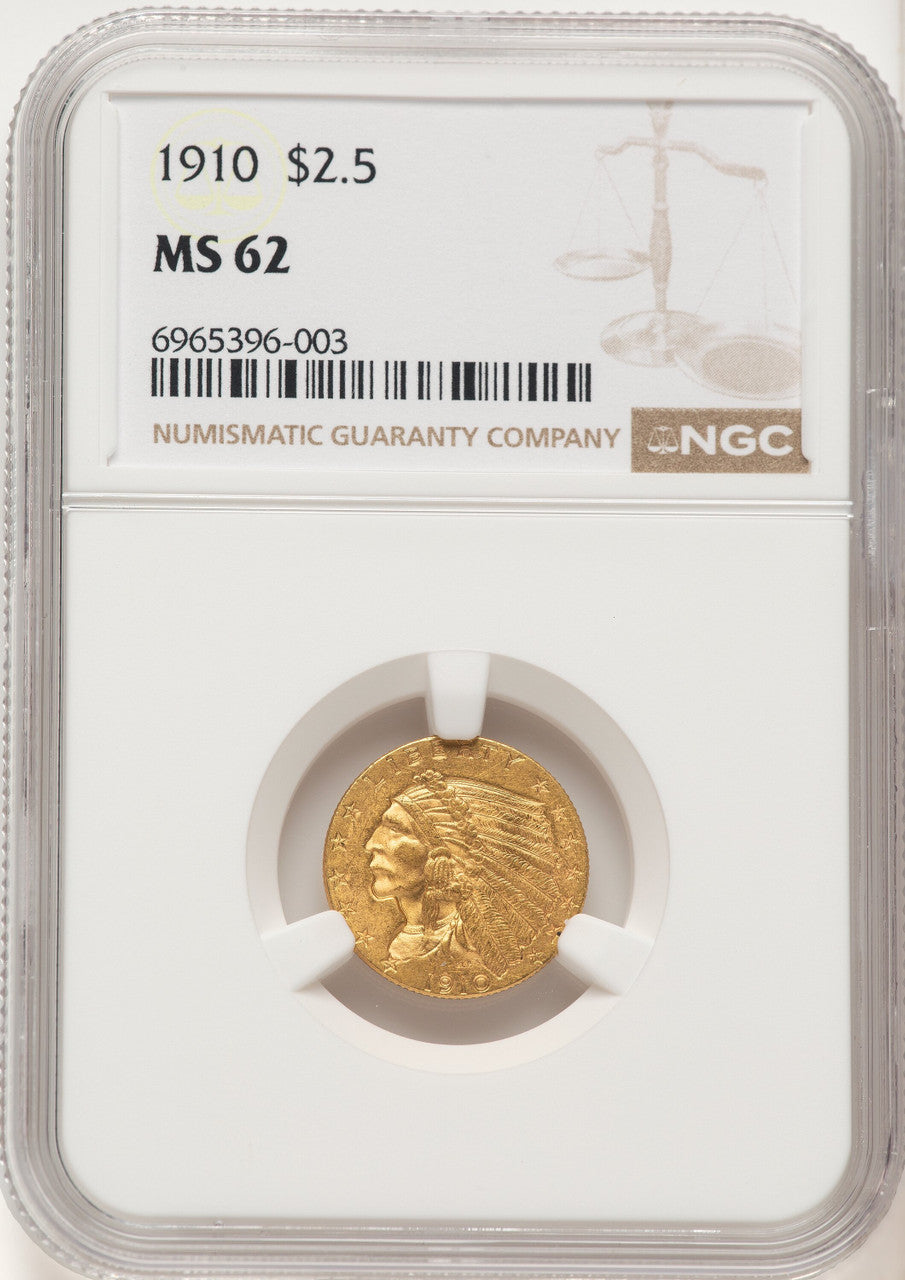 1910 $2.50 Indian Quarter Eagle NGC MS62 (784675012)