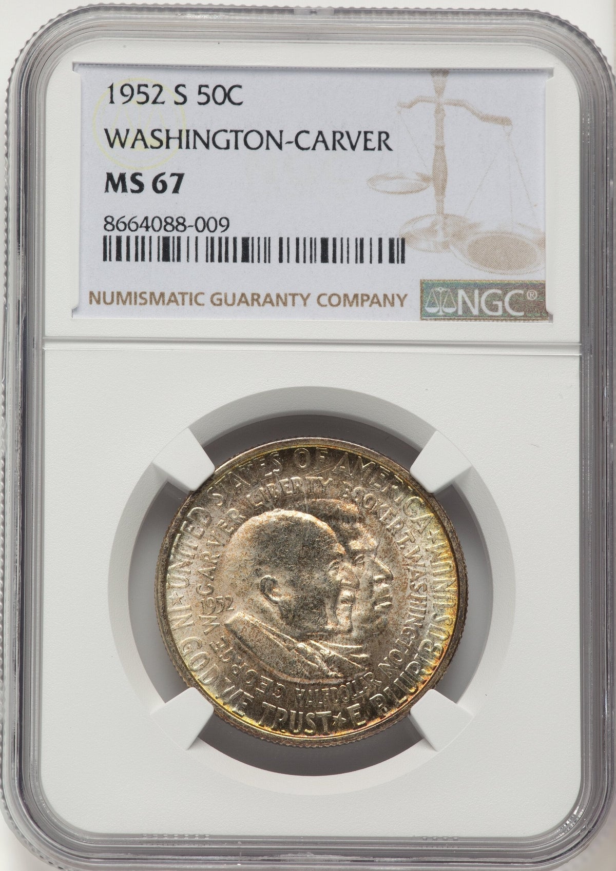 1952-S 50C Washington-Carver Commemorative Silver NGC MS67