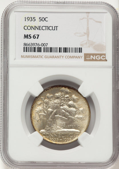 1935 50C Connecticut Commemorative Silver NGC MS67