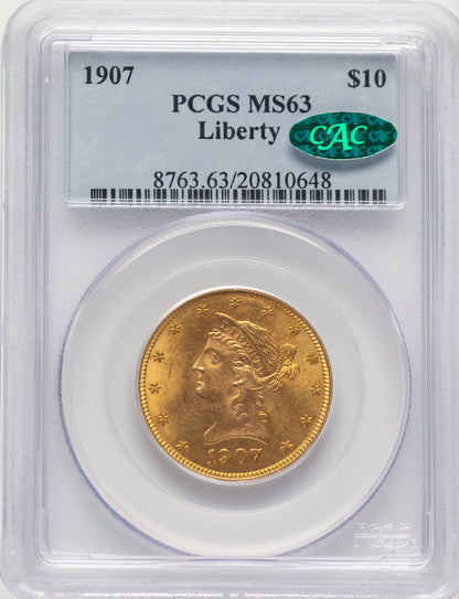1907 $10 Liberty CAC Liberty Eagle PCGS MS63
