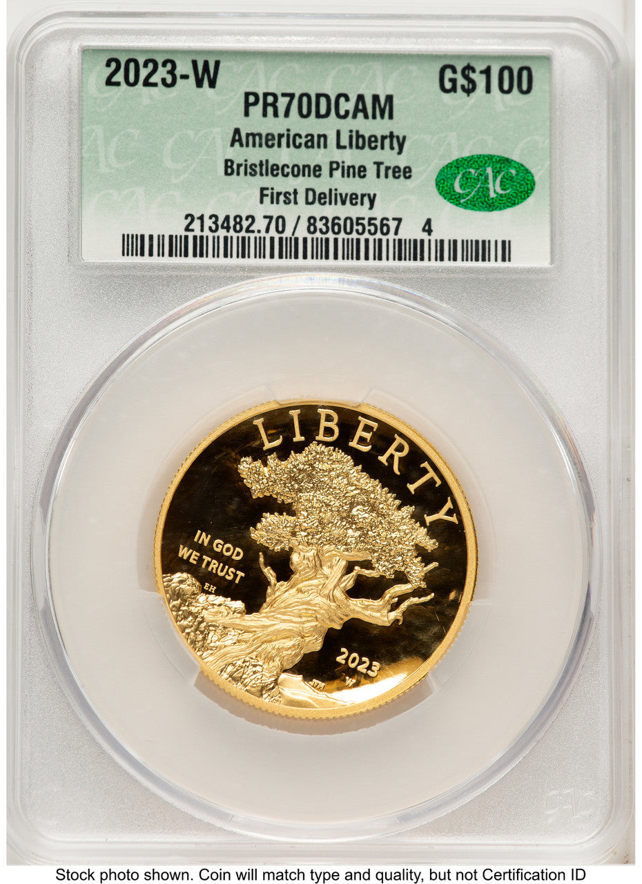 2023-W G$100 American Liberty High Relief First Delivery CACG PR70